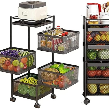 4 Layer Square Shape Kitchen Rack