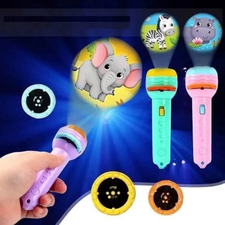2 pcs Mini Flashlight Slide Projector Toy For Kids