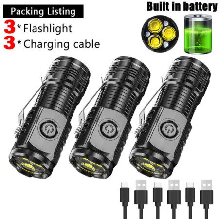Super Bright Mini 3LED Flashlight With Pen Clip