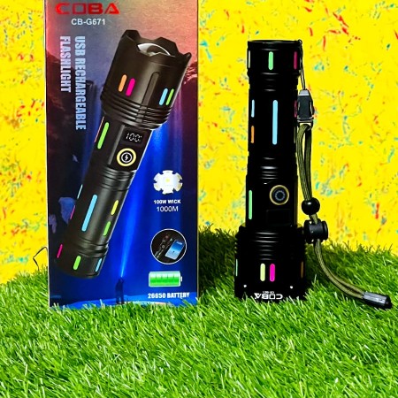 COBA G671  LED Flashlight Fluorescent Absorbing Film Luminous Colorful Zoom Tactical Flashlight