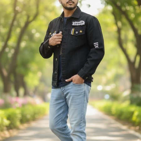 Denim Wash Jacket (Black Color)