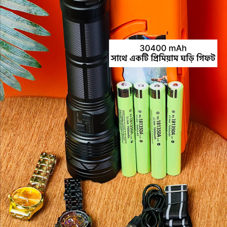 High Power Flashlight Strong Light LED 30400mah With Hand Watch