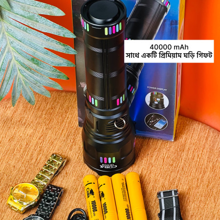 3km Range COBA CB-W518 Flashlight LED Rechargeable Torch With Hand Watch