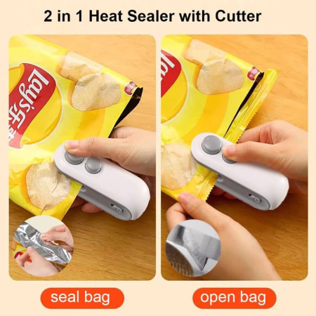 2-in-1 Heat Sealer with Cutter Portable Mini Sealing Machine