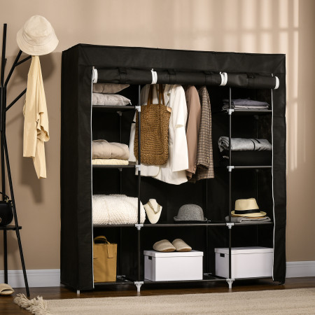 Portable 4 Layer Almirah Cloth Portable Wardrobe (Black Color)