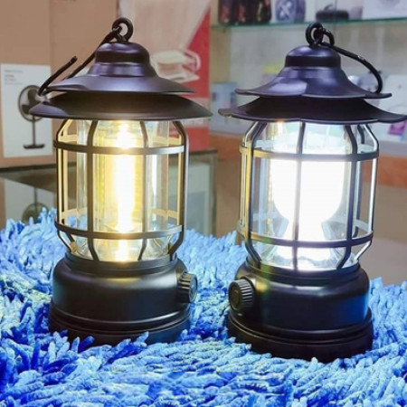 (2Pcs) Rechargeable Stepless Dimming Handheld LED Camping Lamp