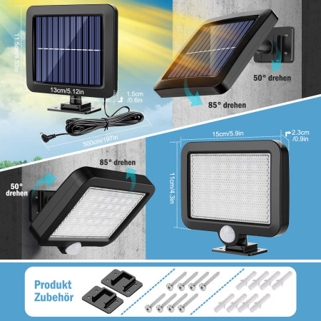 (1Pcs) 56 LED Solar Powered PIR Motion Sensor Solar Light