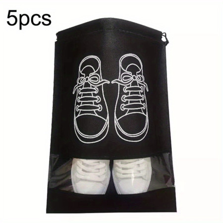 5pcs Portable Shoe Storage Organizer Bag with Transparent Window