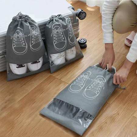 3pcs Portable Shoe Storage Organizer Bag with Transparent Window
