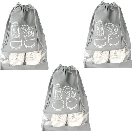 3pcs Portable Shoe Storage Organizer Bag with Transparent Window