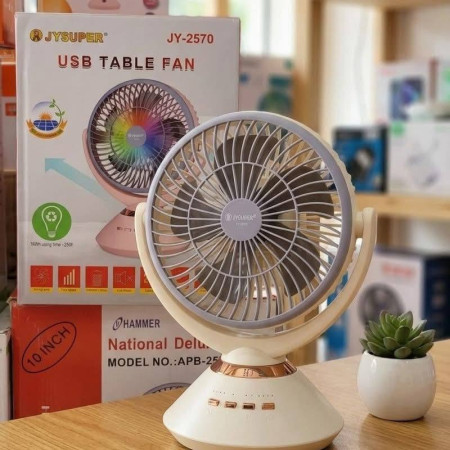 Joy Super JY-2570 Professional 6 Battery Rechargeable Portable Table Fan