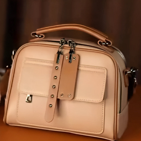 Cream Color Soft Leather Ladies Handbag
