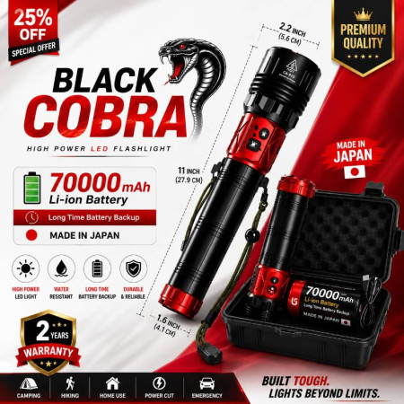 Black COBRA 70000mAh Multi-Color Li-on Battery Made In Japan